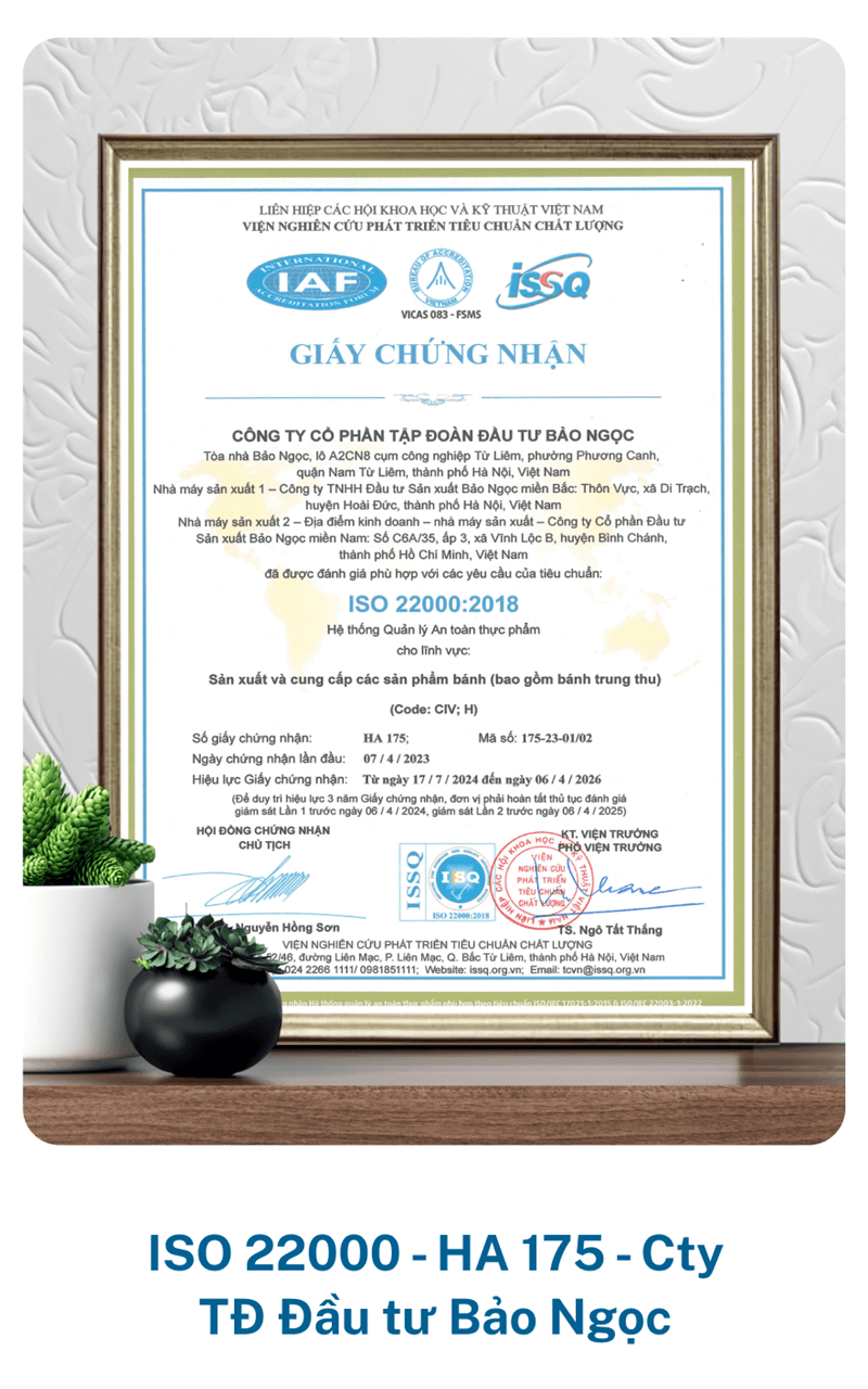 ISO 22000 - HA 175 - Cty TĐ Đầu tư Bảo Ngọc